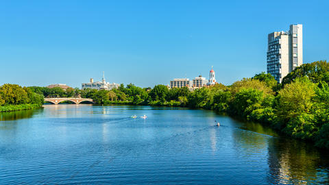 Charles River in Cambridge Massachusetts view a view of Harvard University