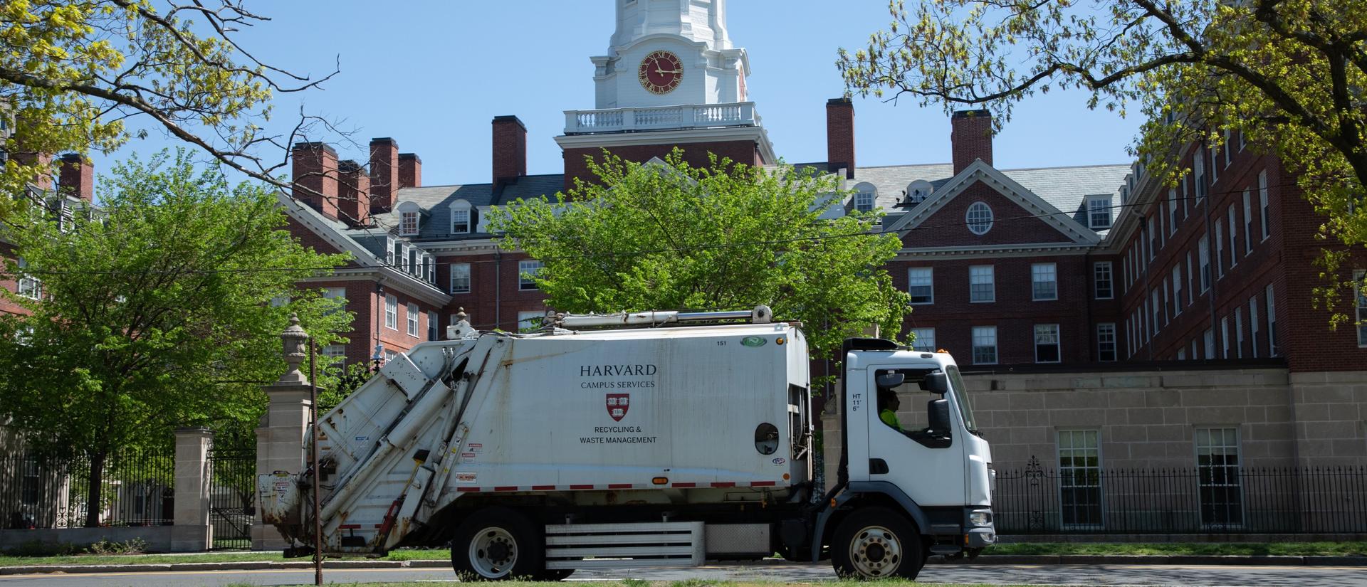 Harvard recycling and waste management truck.