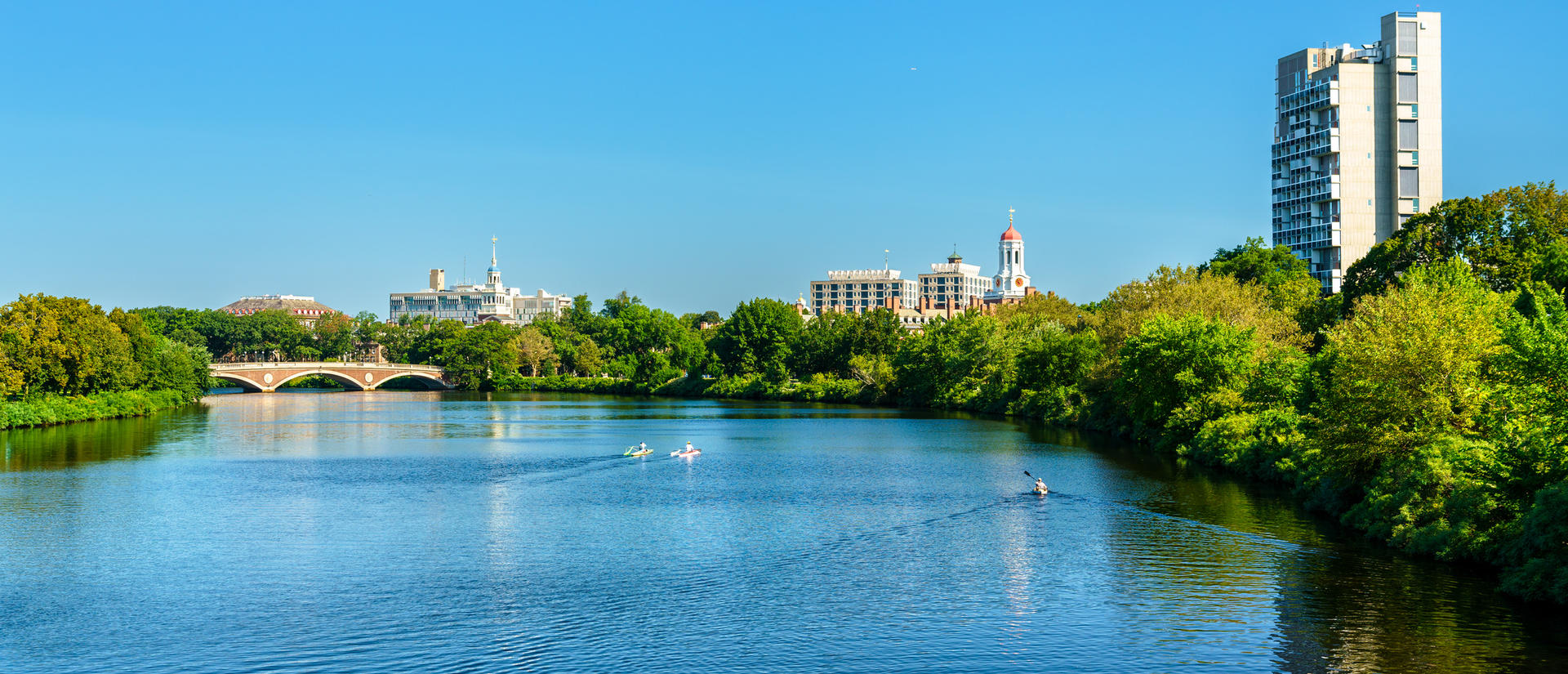 Charles River in Cambridge Massachusetts view a view of Harvard University